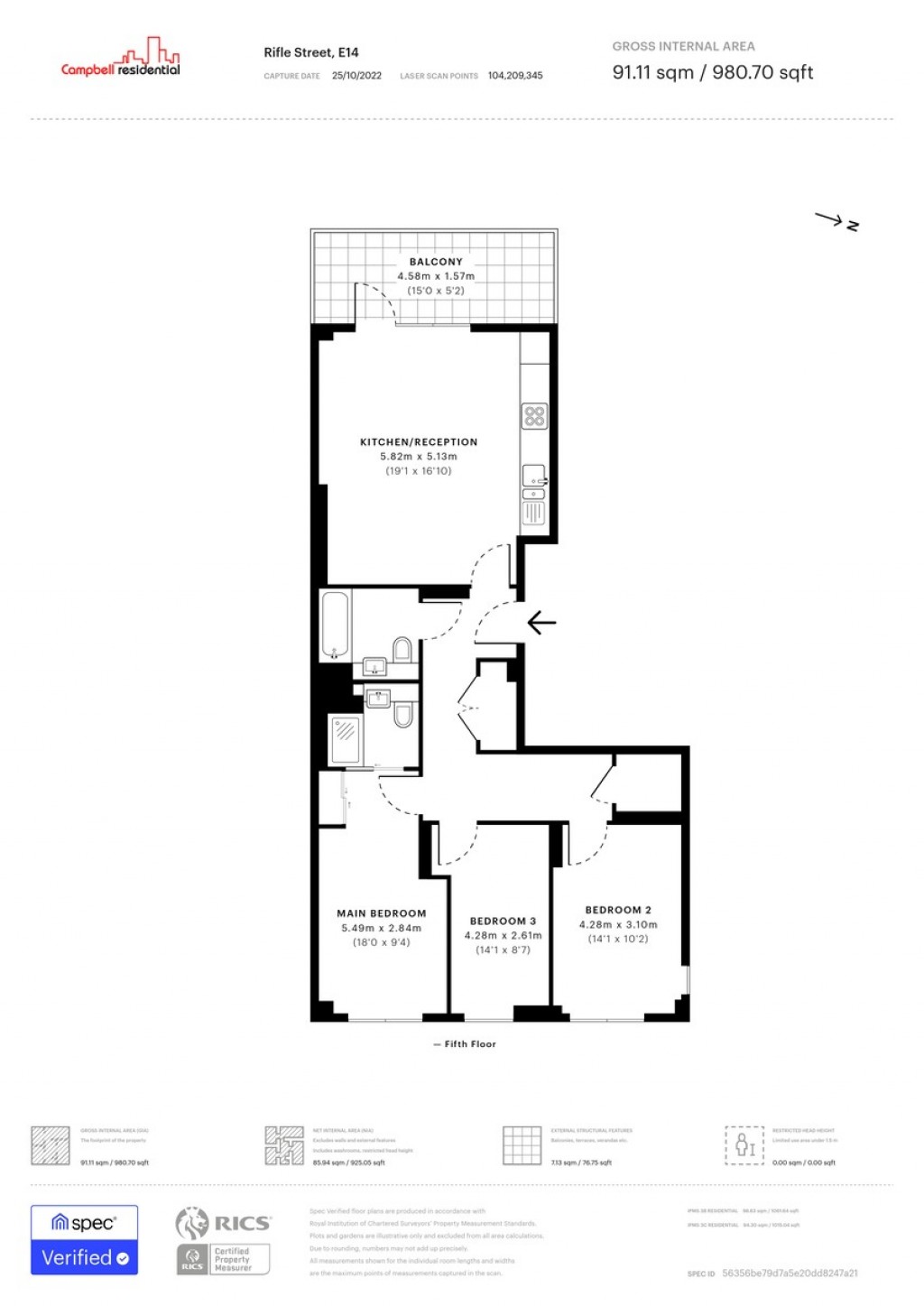 Floorplans For RIFLE  STREET LONDON E14 6PB