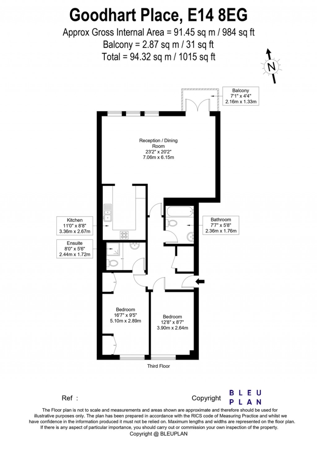 Floorplans For Goodhart Place London E14 8EG